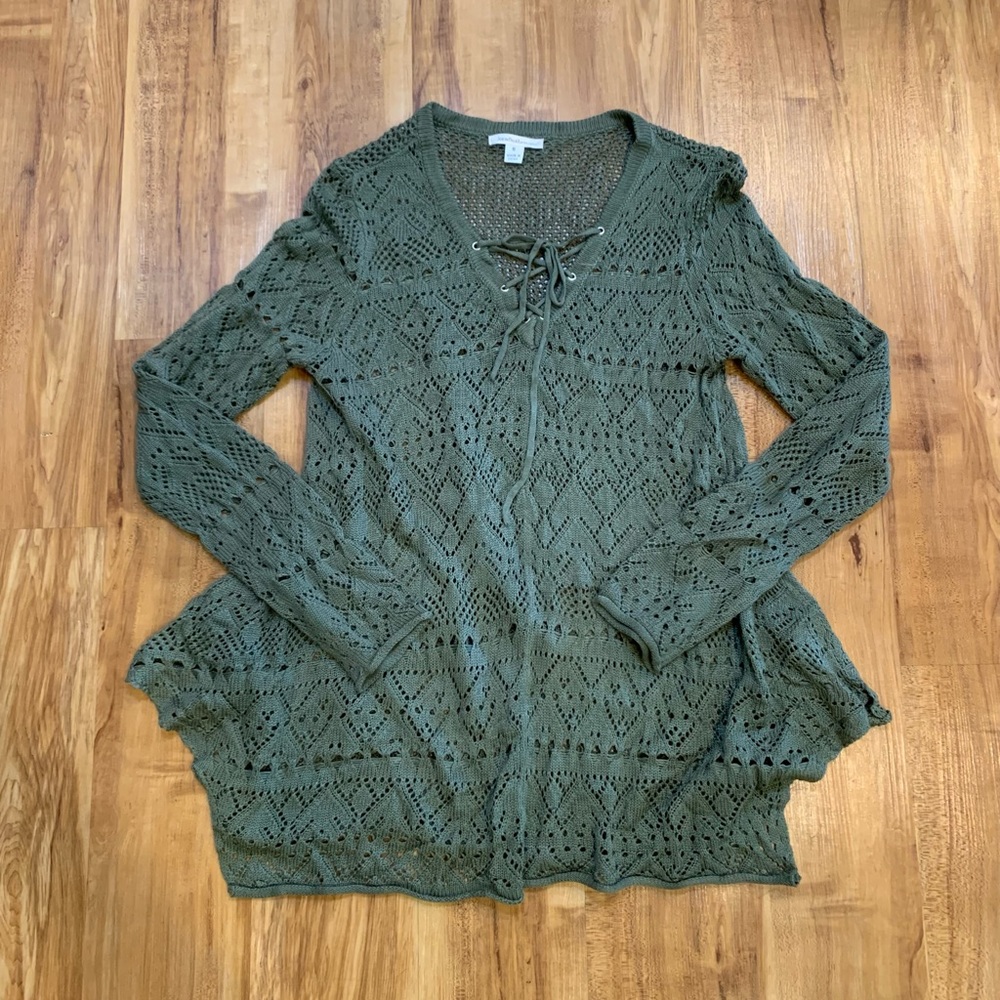 green fairy eyelet knit top